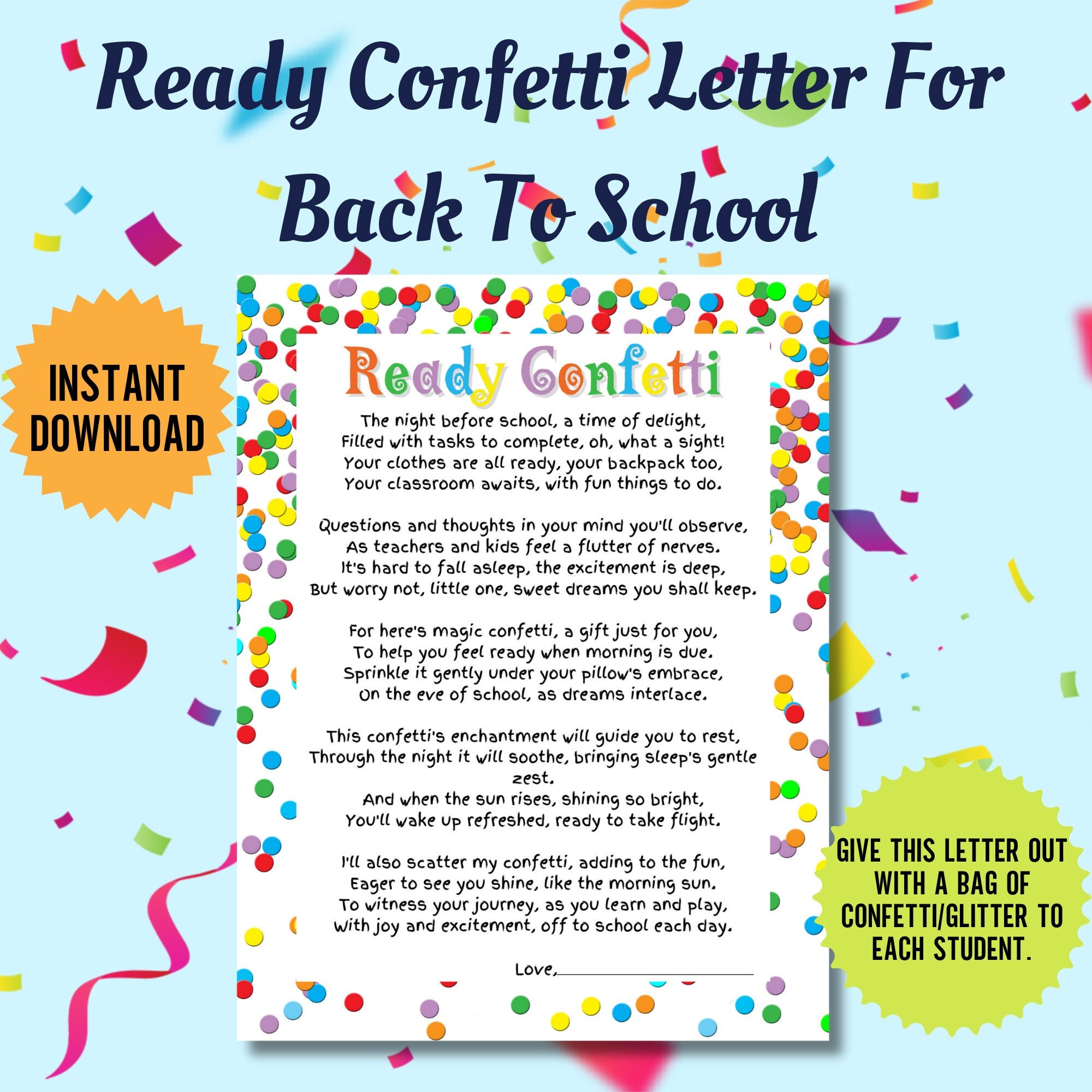 Jitter Glitter, Night Before First Day Of School, Night Before School, Welcome Back Letter, Ready Confetti, Meet The Teacher, School Anxiety