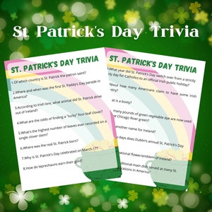 St Patricks Day Trivia,Teen St Patricks Day Printable Games,Irish Trivia Game,St Paddys Day Trivia,St Patricks Day Trivia Party,St Patrick’s