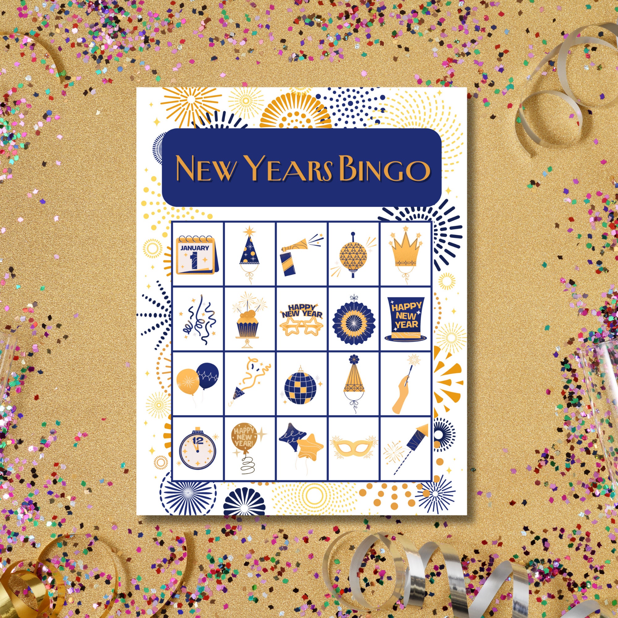 Bingo Cards Happy New Year,printable New Year Eve Bingo,new Years Bingo ...