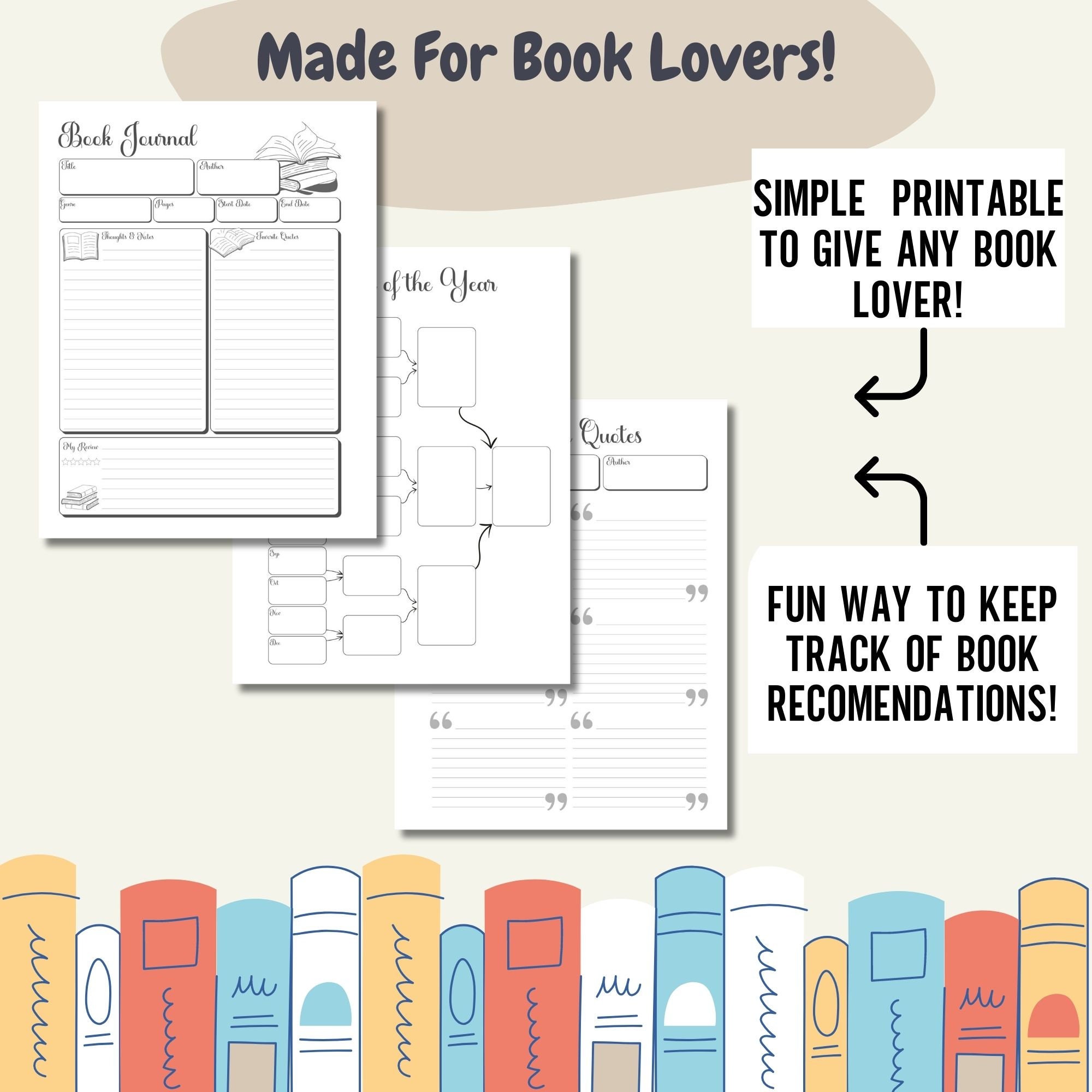 Reading Log Journal: Printable Book Tracker Bundle (digital Download ...