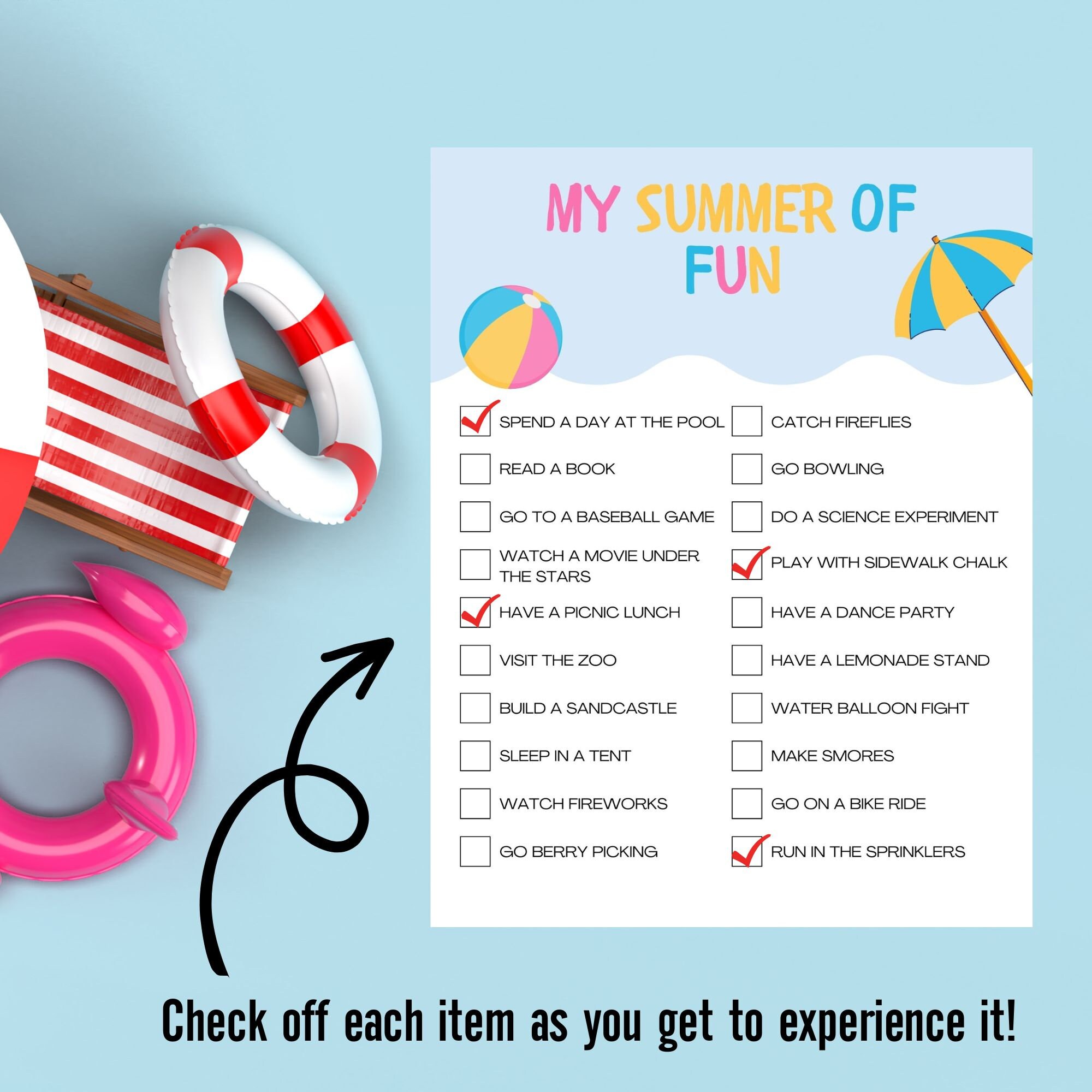 Printable Kids Summer Bucket List Poster: Fun Activities (instant ...