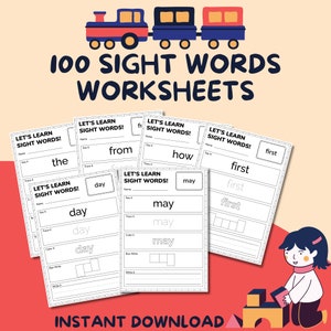 Sight Words Tracing Worksheet, Spelling Activity, Kindergarten-1st Grade, Sight Words Worksheets, Sight Words, Early Learning Printables
