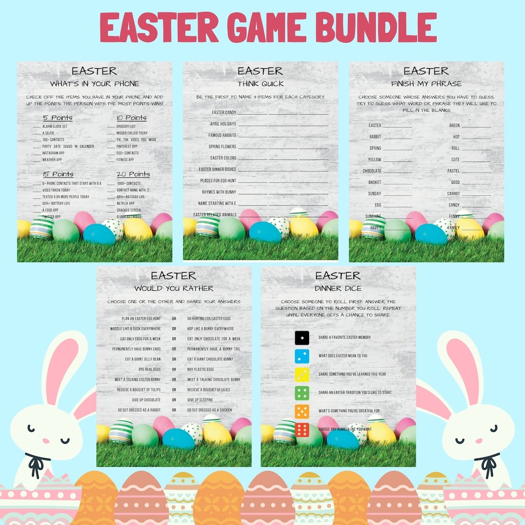 Printable Easter Game Bundle: Family Party Activities (digital Download ...
