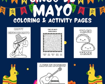 Cinco De Mayo Coloring Pages: Kids Activity Set (PDF Download)
