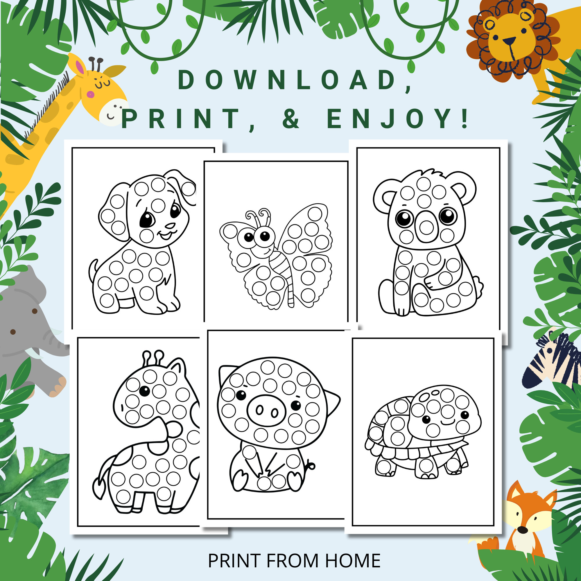 Animal Dot Marker Printables Dot Marker Coloring Pages Do A - Etsy