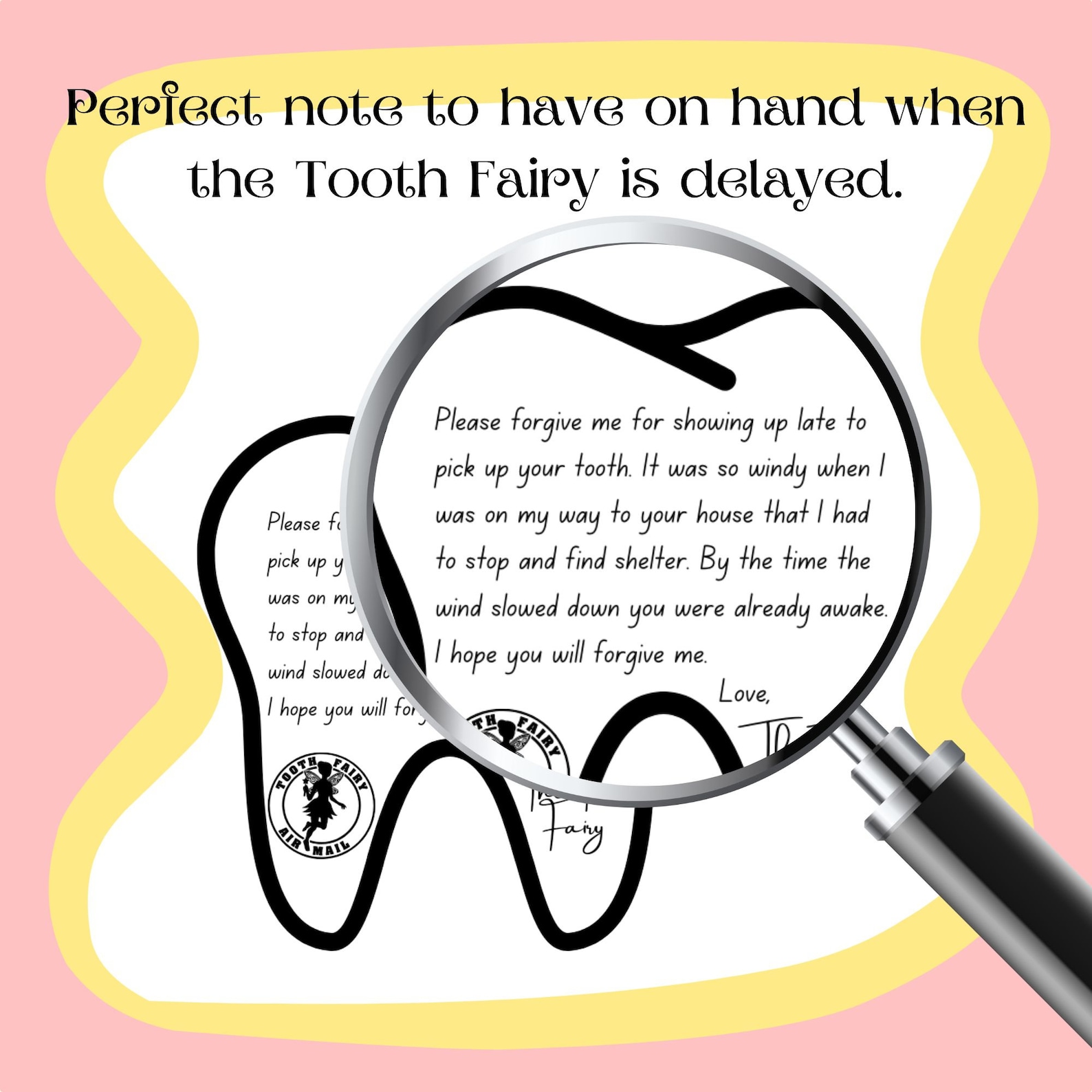 Tiny Tooth Fairy Apology Letter,tooth Fairy Sorry,tooth Fairy Note,i ...