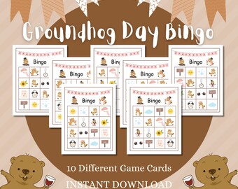 Jogo de Bingo do Dia da Marmota: Atividade para Crianças em Sala de Aula (Download Digital)