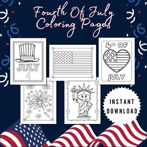 4th of July Coloring Pages: Patriotic Fireworks, Statue of Liberty (Digital Download)