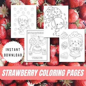 Strawberry Coloring Pages, Wild Berries, Summer Coloring, Strawberry Drawing, Berry Sweet, Adult Coloring Page, Birthday Activity,Strawberry