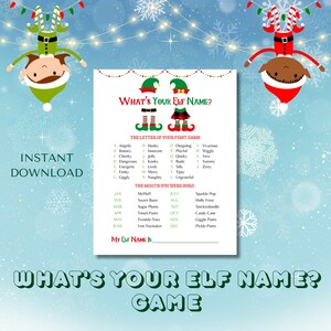 Elf Name Generator,What’s Your Elf Name,Christmas Elf Name Game,Elf Name Game,Elf Game Night,Christmas Elf Family Games,Christmas Party Kids
