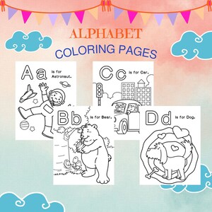 26 Alphabet Coloring Pages, Colorful Alphabet Printable,Worksheets For Kids Alphabet,Weekly Homeschool,Preschool-Kindergarten,Homeschool PDF