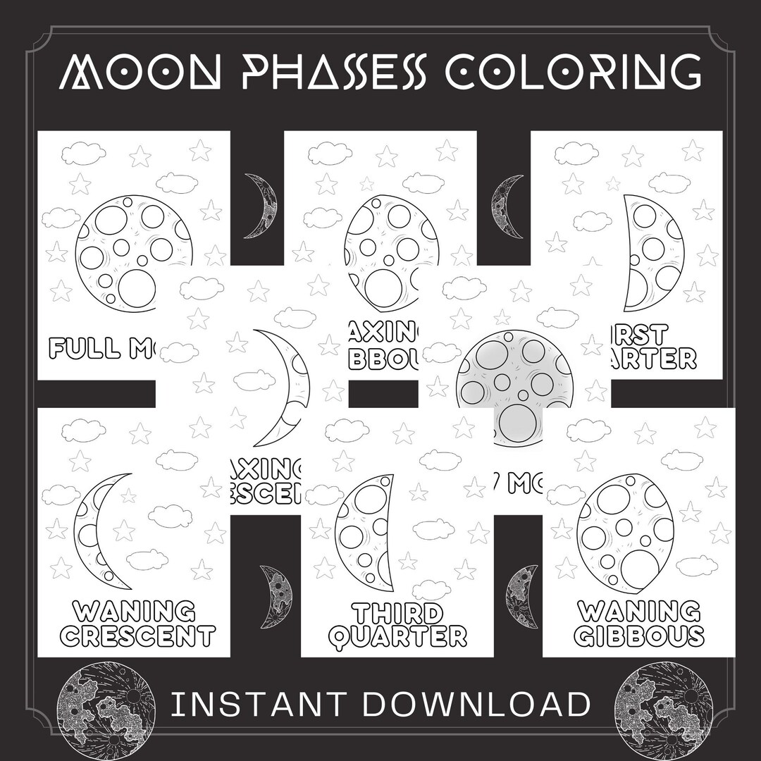Waxing Gibbous, Waning Crescent, Moon Coloring Pages, Cresent Moon