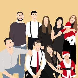 May include: A group of people, some wearing Santa hats, pose for a photo. The group includes adults and children.