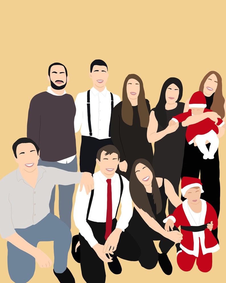 May include: A group of people, some wearing Santa hats, pose for a photo. The group includes adults and children.