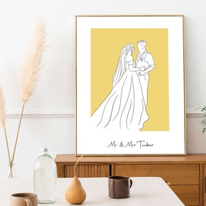 Disegno personalizzato, Disegno a una linea personalizzato , Ritratto a una linea, regalo personalizzato, Anniversario di matrimonio, Line art, Ritratto personalizzato