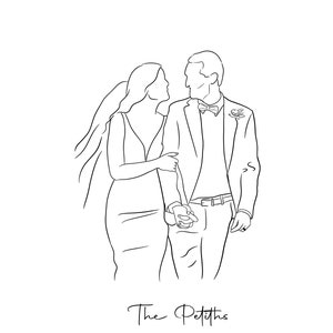 One Line Drawing , Custom Couple Portrait, Custom Family Gift, Personalized Wedding Anniversary Gift, Custom Line From Photo image 7