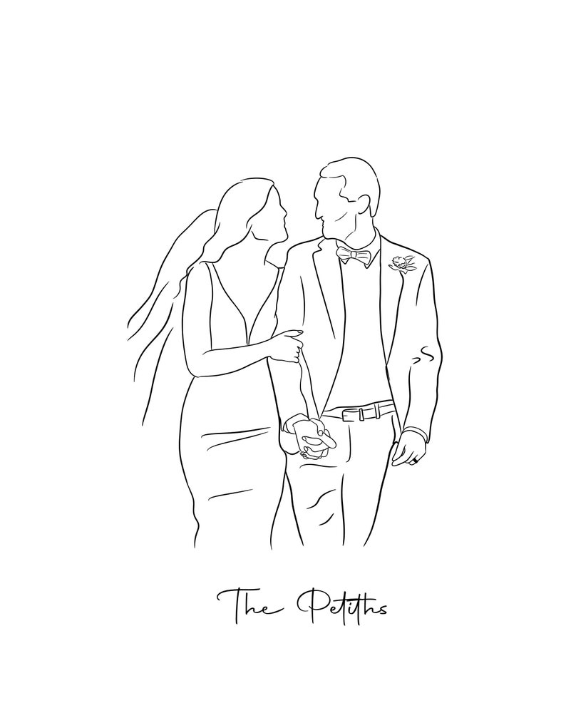 One Line Drawing , Custom Couple Portrait, Custom Family Gift, Personalized Wedding Anniversary Gift, Custom Line From Photo image 7