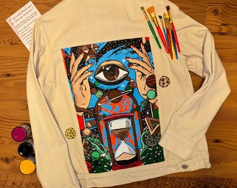 Personalized Denim Jacket, Custom Hand Painted Jacket, Hand Painted Custom Clothes, Personalized Handcrafted Jacket Gift for Her, Girlfriend
