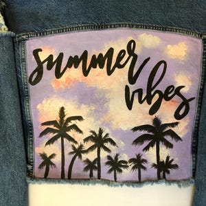 Hand-Painted Denim Jacket, Unique Eco-Friendly Fashion Custom Painted Jacket, Personalized Handcrafted Jacket Gift for Her Sister Girlfriend image 10