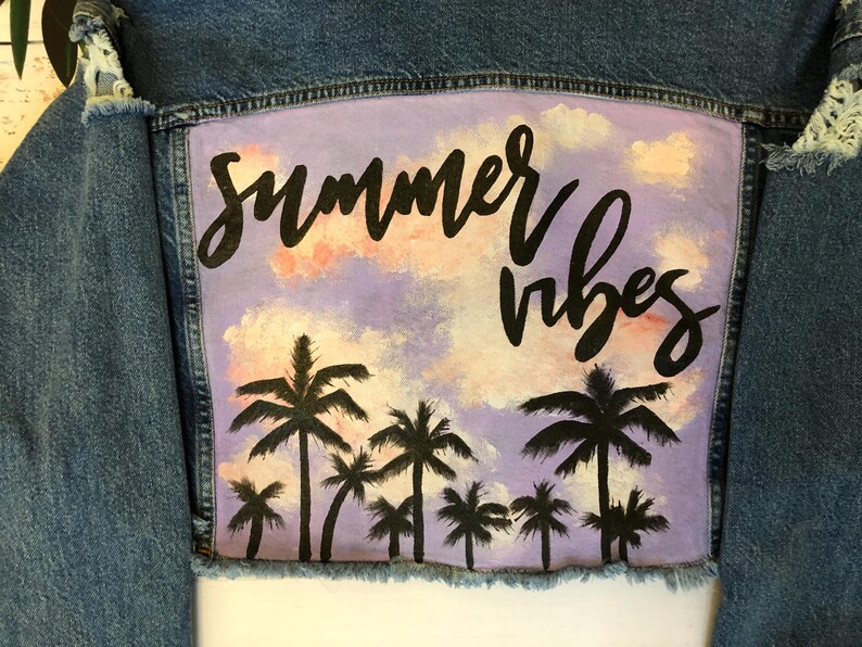 Hand-Painted Denim Jacket, Unique Eco-Friendly Fashion Custom Painted Jacket, Personalized Handcrafted Jacket Gift for Her Sister Girlfriend image 10