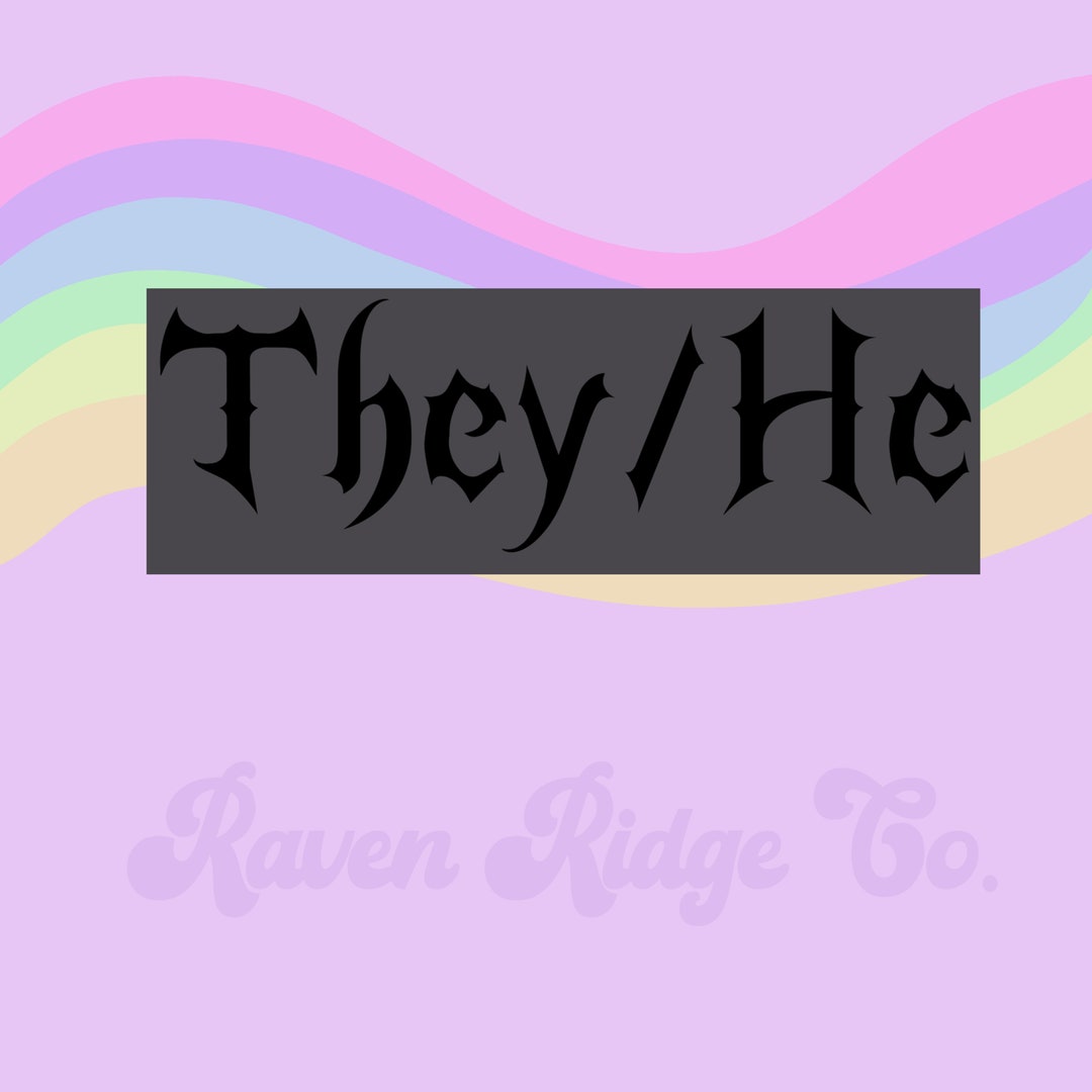 They/he Pronoun Sticker Nonbinary Decal Genderfluid LGBTQ Transmasc - Etsy