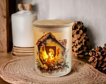 Chicken Candle Holder With A Battery Operated Flickering Tea Light - Charming Home Decor, Chicken Lover Gift, Farm Decor, Chicken Decor