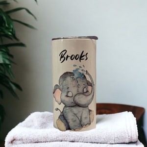 Elephant Tumbler Personalized, Kids Personalized Tumbler, Kids Elephant Cup With Name, 15oz Tumbler With Straw, Elephant Gift