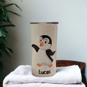 Kids Penguin Tumbler Can Be Personalized, Penguin Cup With Name, Personalized Kids Tumbler, 15oz Insulated Tumbler With Reusable Straw
