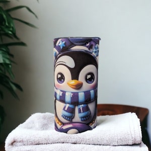 Adorable Kids Christmas Penguin Tumbler - Perfect Holiday Gift!, Can Be Personalized, Kids Penguin Cup With Straw, Stocking Stuffer