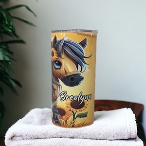 Kids Pony Tumbler With A Lid and Straw, Pony Cup, Personalized Tumbler, Kids Tumbler, Kids Cup, Pony Lover Gift