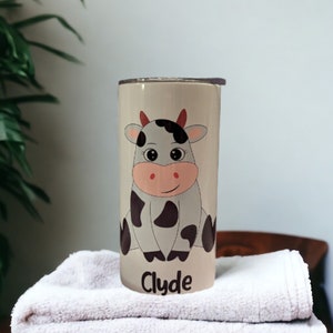 Kids Cow Tumbler Personalized, Kids Cow Cup With Name, Personalized Cow Cup, Kids Personalized Cup, Cow Gift