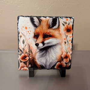 Slate Fox Picture With Display Legs, Fox Decor, Fox Lover Gift, Gift ...
