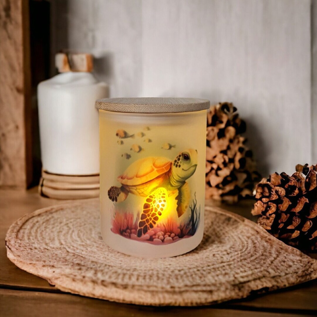 Sea Turtle Candle Holder With A Battery Operated Flickering Tea Light ...
