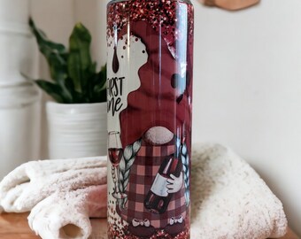 But First Wine Gnome Tumbler, Wine Gnome Tumbler, Gnome Gift, Gift For Her, Wine lover gift, Wine Lover Cup, Gift For Wine Lover