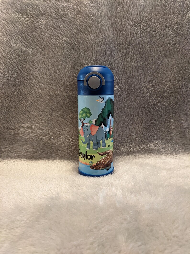 Kids Water Bottle Jungle Animals Tumbler Animals Cup Etsy