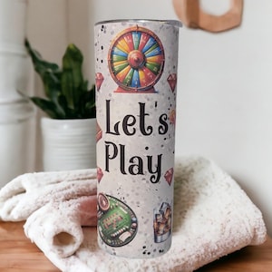 Let&#39;s Play Casino Tumbler Can Be Personalized, Great For Everyday Use - Hot or Cold Drinks, Includes A Reusable Straw