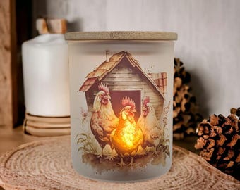 Chicken Candle Holder With A Battery Operated Flickering Tea Light - Chicken Home Decor, Chicken Gift, Farm Decor, Chicken Decor