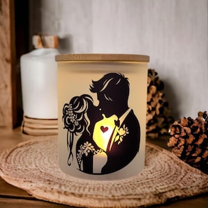 Wedding Candle Holder With A Battery Operated Flickering Tea Light, Wedding Gifts, Glass Candle Holder, Wedding Table Center Piece