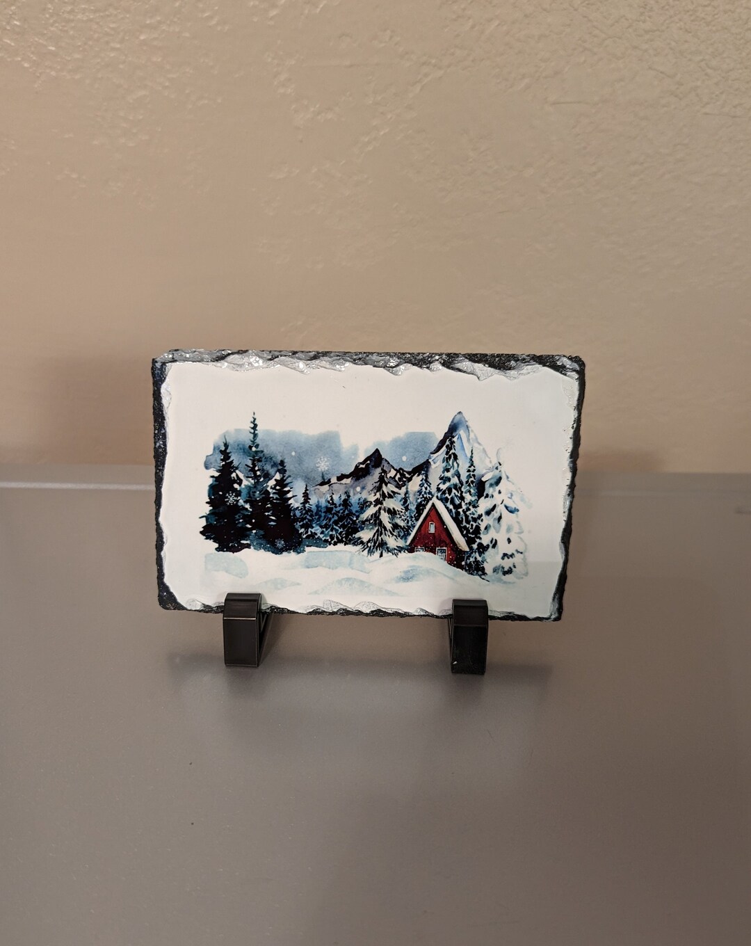 Wooden Winter Lake Lodge Plaque 17.5