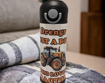 Kids Tractor Water Bottle Can Be Personalized, Personalized Kids Cup, Tractor Cup Great For School Home Or On The Go