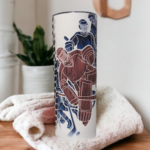 Hockey Tumbler With Hockey Player and Can Also Be Personalized, Hockey Lover Gift, 20oz Tumbler With Reusable Straw