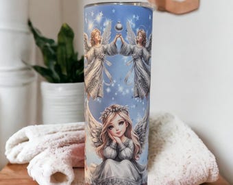Christmas Angel Tumbler Can Also Be personalized, Christian Gift, Inspirational Gift, Religious Tumbler, Angle Lover Gift, Angel Lover
