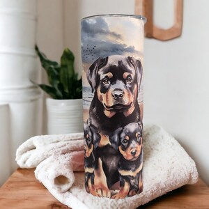Rottweiler Tumbler - Can Be Personalized Includes A Straw, Dog Cup With Name, Dog Lover Tumbler, Dog Lover Gift, Dog Lover Tumbler