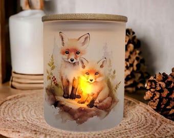 Pretty Fox Candle Holder With A Battery Operated Flickering Tea Light, Fox Lover Gift, Fox Jar, Fox Decor - Home Decor
