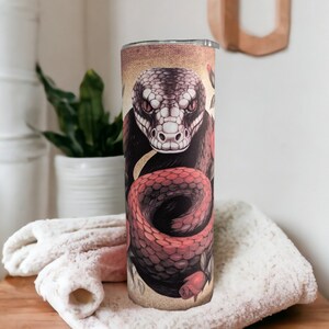 Snake Tumbler With Roses and Butterflies Can Be Personalized, 20oz Tumbler With Reusable Straw, Great For Everyday Use - Hot Or Cold Drinks