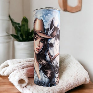 Cowgirl  Tumbler Can Be Personalized - Includes Reusable Straw, Can Be Personalized, Great For Home Or On The Go, Hot Or Cold Drinkware