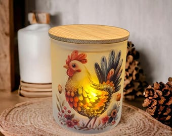 Colorful Chicken Candle Holder With A Battery Operated Flickering Tea Light - Charming Home Decor, Chicken Gift, Farm Decor, Chicken Decor