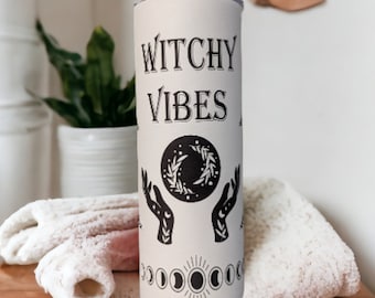 Witchy Vibes Tumbler, Witchcraft, Witch Tumbler, Witchy Tumbler, 20oz skinny tumbler, Black and White Witchy Vibes, Mystical Lover Gift
