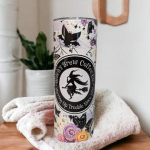Witch Tumbler Can Be Personalized, Includes A Reusable Straw, Halloween Gift, 20oz Tumbler For Hot Or Cold Beverages image 1