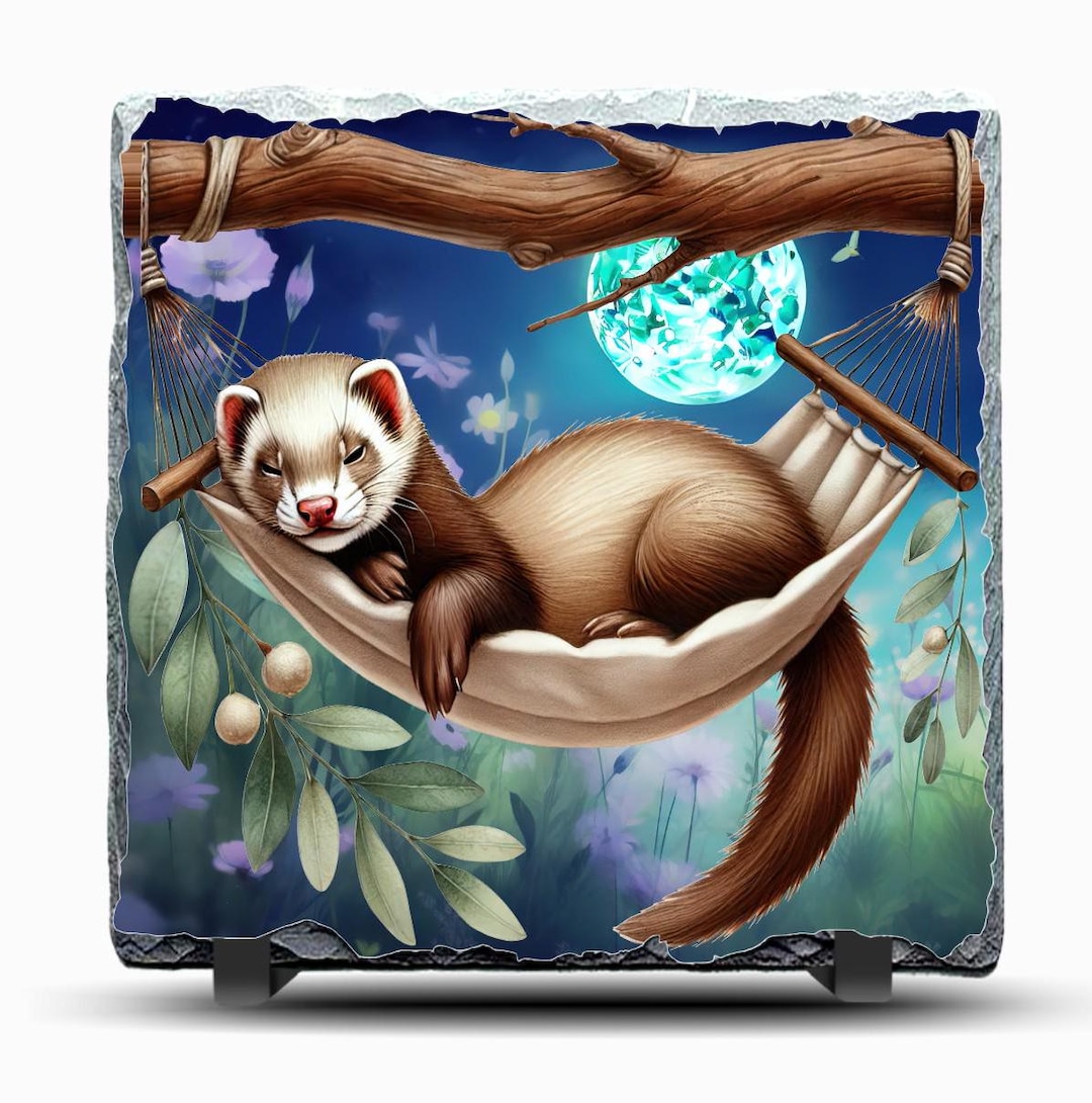 Cute Slate Ferret Picture With Display Legs, Ferret Gift, Ferret Lover ...